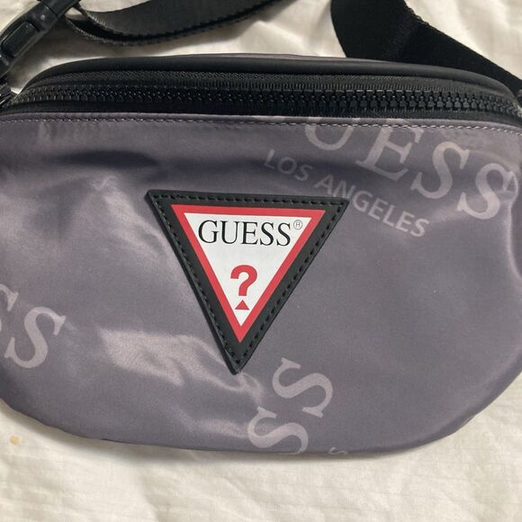 GUESS Handbags - Guess Signature Logo Unisex Gray Steele Fanny Pack Belt Bag Crossbody